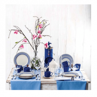 Aparelho de Jantar Donna Grécia de Cerâmica Biona 20 Peças Azul Oxford