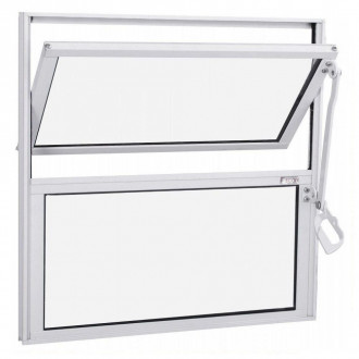 Basculante alumínio Branco 40x40 2 folhas vidro liso Quality