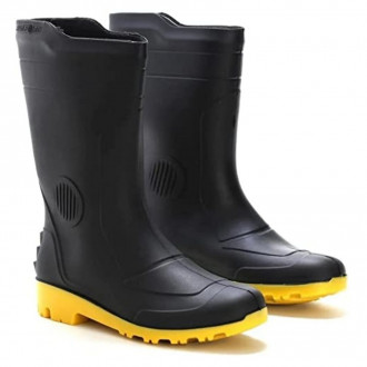 BOTA DE PVC CANO MEDIO PRETA E AMARELO Nº40 PEGA FORTE
