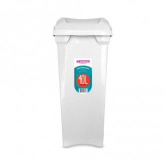 Lixeira basculante em plástico 40L slim Branco Sanremo