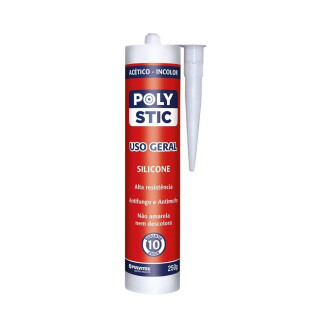 Silicone acético polystic incolor uso geral 250g Pulvitec