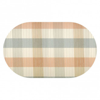 Tapete Antiderrapante Oval Tropical Xadrez Color 43cm x 65cm Kapazi