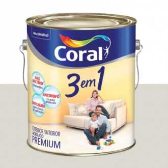 Tinta Acrílica 3 em 1 Branco Gelo Fosca 3,6L Coral