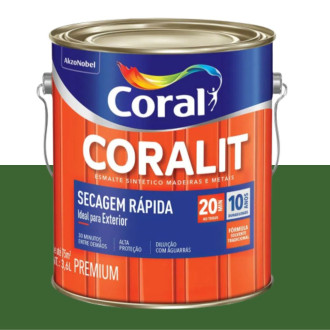 Esmalte Coralit Secagem Rápida Verde Folha 3.6L Coral