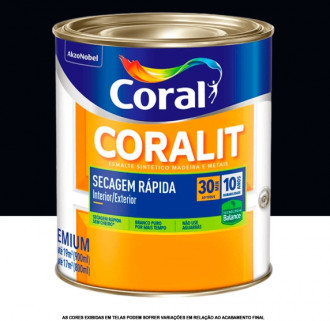 Esmalte Coral Coralit Total Preto Fosco Base Água 0.9L