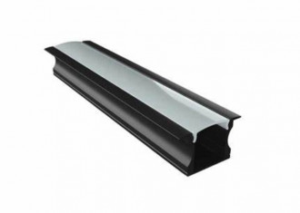 Perfil LLUM Way Embutir Alumínio 17.4x7x2000mm Preto