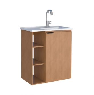 Gabinete Cozimax Madeira Hortênsia sem Espelho 60cm Jequitibá/Branco