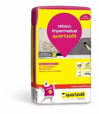 Reboco Quartzolit Impermeável Cinza 20kg