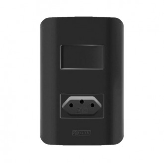 Interruptor Romazi Canoa Paralelo+Tomada 20A Preto