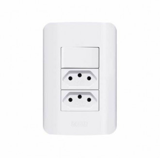 Interruptor Romazi Canoa Simples + 2 Tomadas 20A Branco