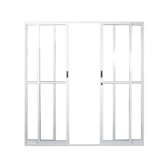 Porta Quality Balcão 210X200 Home 4 Folhas Vidro Liso Branco 