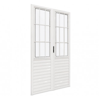 Porta Quality Postigo 210X120 Home 2 Folhas Vidro Liso Branco