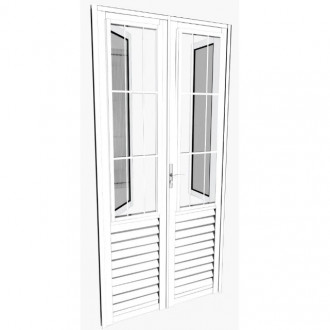 Porta Quality Postigo 210X100 Home 2 Folhas Vidro Canelado Branco