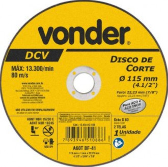 Disco Vonder Corte Inox 115x1.0x22.23mm
