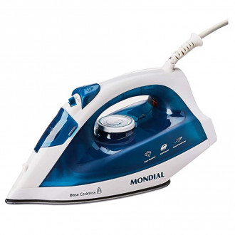 Ferro de Passar a Vapor Base Cerâmica com Spray AA NF-34 Branco/Azul 1200W Mondial