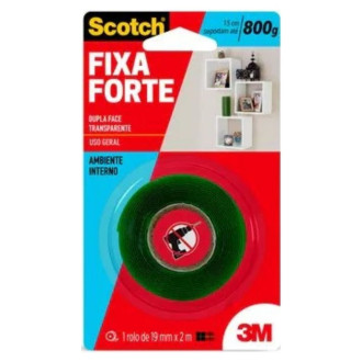 Fita Fixa Forte Transparente 19MM X 2M 3M