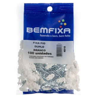 Fixador Para Fio Duplo Com 100 Unidades Branco Bemfixa