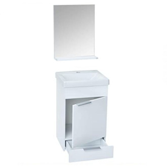 Gabinete com Gaveta e 1 Porta, Espelho e Prateleira Like Branco Celite