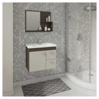 Gabinete Hortência Kit 55Cm Café/Offwhite MGM