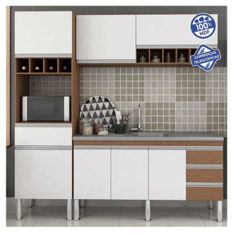 GABINETE DE COZINHA IBIZA 1.44M AMENDOA/BRANCO MGM