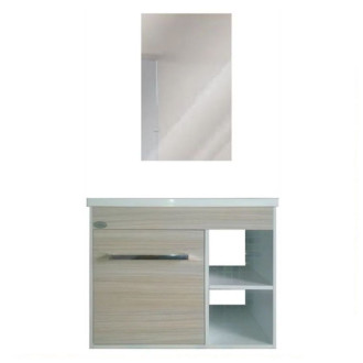 Gabinete 57X46cm para banheiro kit máximos nogueira com espelho Policlass