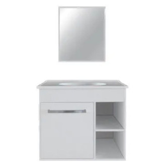 GABINETE BANHEIRO KIT MAXIMO  57X46CM BRANCO POLICLASS