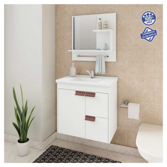 GABINETE BANHEIRO KIT TULIPA 59CM BRANCO MGM