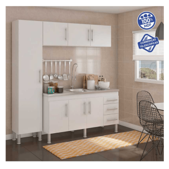 Gabinete Flex Cozinha 1.44m Para Pia 1.50m Branco MGM 