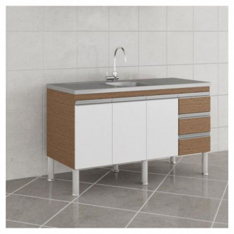  Gabinete Ibiza Cozinha 1.54 Para Pia 1.60 Amêndoa/Branco MGM 