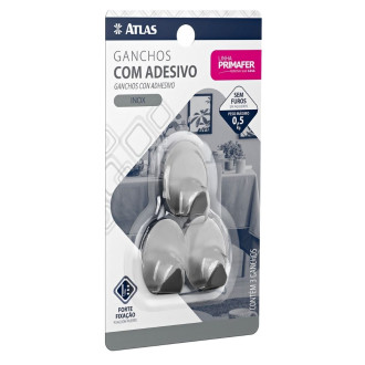Gancho com Adesivo Inox 3 Peças Primafer