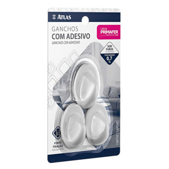 Gancho Adesivo Fixafácil C/ 3 Unidades 0,7kg 2502 Primafer