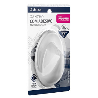 Gancho Ova Adesivo 2KG Plastico Com 1 Unidades Branco Primafer