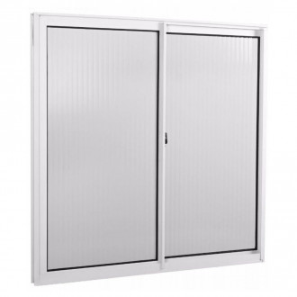 JANELA DE ALUMINIO 100X150 2 FOLHAS NATURAL VIDRO CANELADO QUALITY