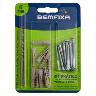 Kit Prático Com Parafuso Broca e Bucha 6MM 3372