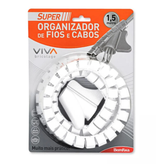 Organizador de Fios e Cabos Super 16mm com 1.5 metros Branco Bemfixa