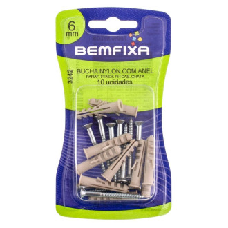 Parafuso Cabeça Chata Philips Com Bucha Com Anel 6MM Com 10 Unidades Bemfixa