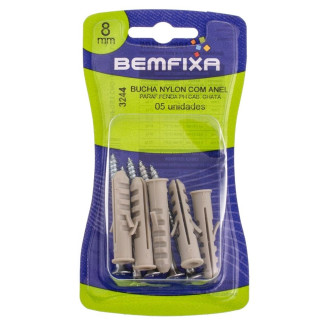 Parafuso Cabeça Chata Philips Com Bucha Com Anel 8MM Com 5 Unidades Bemfixa