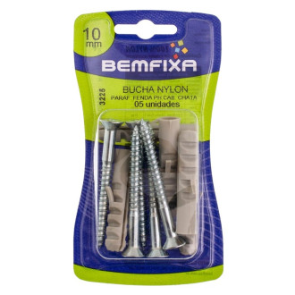 Parafuso Cabeça Chata Philips Com Bucha Nylon 10MM Com 5 Unidades Bemfixa