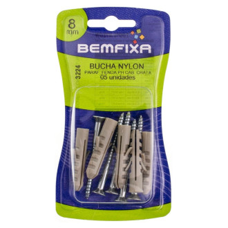 Parafuso Cabeça Chata Philips Com Bucha Nylon 8MM Com 5 Unidades Bemfixa