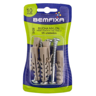 Parafuso Cabeça de Panela Philps Com Bucha Nylon 10MM 5 Unidades Bemfixa