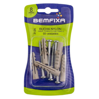 Parafuso Cabeça Panela Philps Bucha Nylon 8MM 5 Unidades Bemfixa