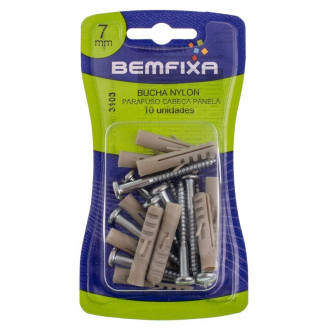 Parafuso Cabeça De Panela Simples Com Bucha Nylon 7mm 10 Unidades Bemfixa