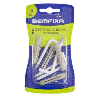 Parafuso Escápula Branca com Bucha Anel 8mm com 4 unidades Bem Fixa