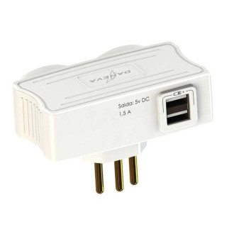 Plug Carregador Mult com 2 USB + 2 Tomadas Branco DANEVA