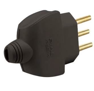 Plug pial monobloco 2P+T 10A preto 