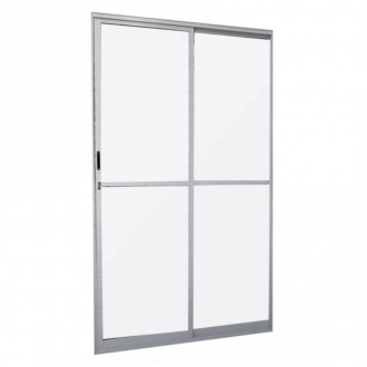 Porta de alumínio natural vidro liso balcão 210X160 2 folhas Quality