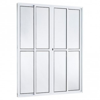Porta Balcão 210X200 4 Folhas Vidro Liso Branca TopMix