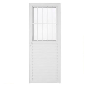 Porta Postigo 210X80 Vidro Liso L/Esquerdo Branca  TopMix 