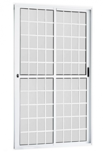 Porta topmix quadriculada 2 folhas vidro liso branco 210X150 