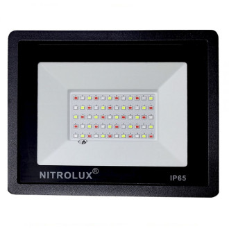 Refletor de Led 10W RGB Com Controle Preto Nitrolux
